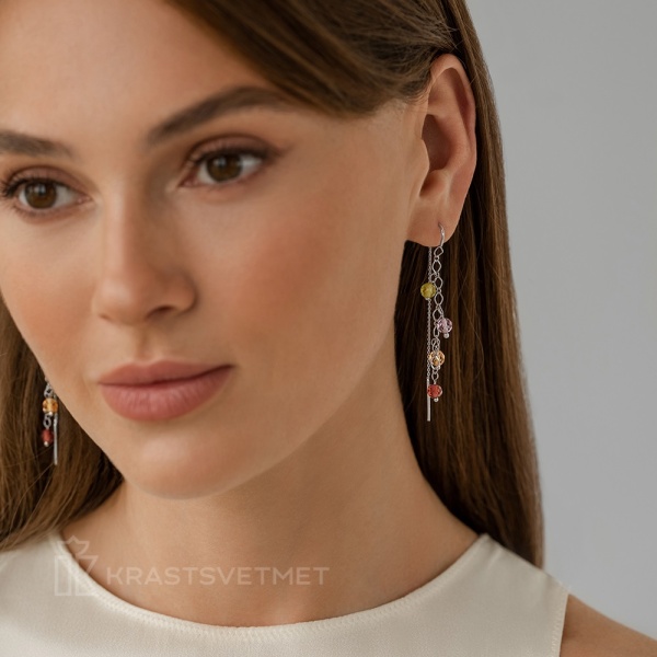 Серьги из серебра с миксом камней